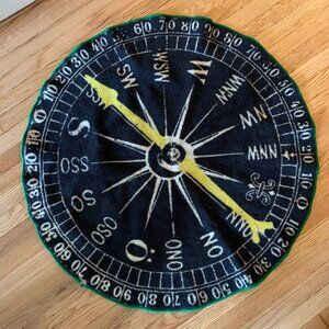 Discontinued IKEA UTFORSKA Compass Area RUG Throw Mat BLACK Yellow Nautical 40"